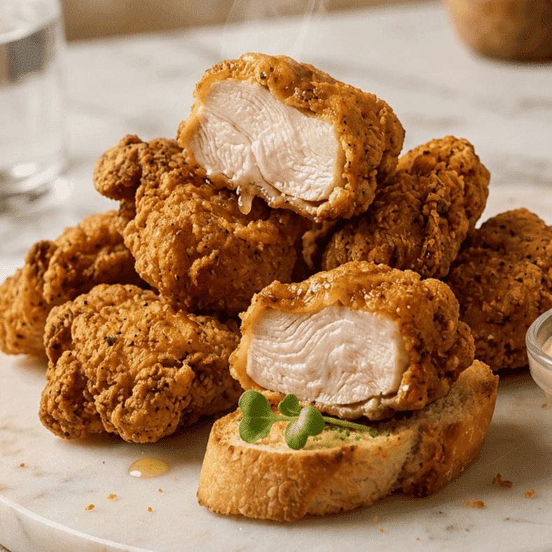 Nuggets apanados con salsa